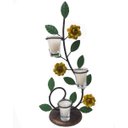 Ver imagem 1 de Castiçal Rustico Artesanal Com Flores De Ferro De Varias Cores Para Decoração - Amarelo
