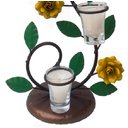 Ver imagem 4 de Castiçal Rustico Artesanal Com Flores De Ferro De Varias Cores Para Decoração - Amarelo