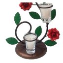 Ver imagem 4 de Castiçal Rustico Artesanal Com Flores De Ferro De Varias Cores Para Decoração - Vermelho Claro