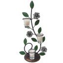 Ver imagem 1 de Castiçal de Vela Decorativo Rústico em Ferro para Sala com Flores e Folhas - Branco