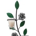 Ver imagem 5 de Castiçal de Vela Decorativo Rústico em Ferro para Sala com Flores e Folhas - Branco