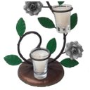 Ver imagem 4 de Castiçal de Vela Decorativo Rústico em Ferro para Sala com Flores e Folhas - Branco