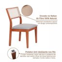 Ver mais imagens de Kit 6 Cadeiras Madeira Maciça com Estofado e Fibra Natural Rattan Maya Yescasa Marrom/Champagne/Cinza