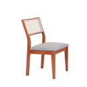 Ver imagem 3 de Kit 6 Cadeiras Madeira Maciça com Estofado e Fibra Natural Rattan Maya Yescasa Marrom/Champagne/Cinza