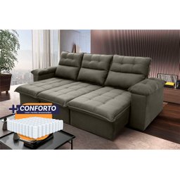 Sofá Retrátil/Reclinável Verona 2,30m Suede Velut Tabaco c/ Molas Ensacadas - King House - 2
