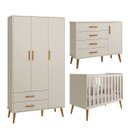 Ver imagem 3 de Quarto Isis Berço Americano 2 em 1 + Comoda Sapateira 1 Porta 4 Gavetas + Guarda Roupa - Areia Fosco