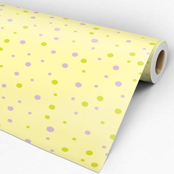 Papel de Parede Adesivo Poá Amarelo e Lilás - 009 - 3
