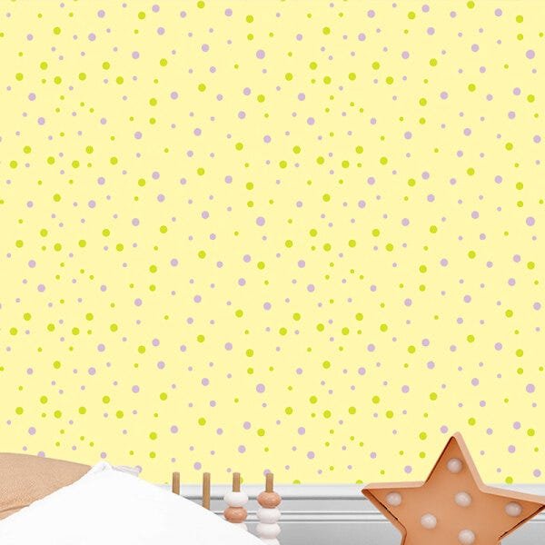 Papel de Parede Adesivo Poá Amarelo e Lilás - 009 - 1