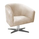 Ver imagem 2 de Kit 2 Poltronas Giratória Stella Suede Bege Base Giratória Cromada - D'rossi