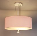 Ver imagem 2 de Lustre Pendente Com Cristal Cúpula Rosa 40x15 2E27