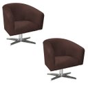 Ver imagem 1 de Kit 2 Poltronas Giratória Stella Suede Marrom Base Giratória Cromada - D'Rossi