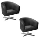 Ver imagem 1 de Kit 2 Poltronas Giratória Stella Suede Preto Base Giratória Cromada - D'Rossi