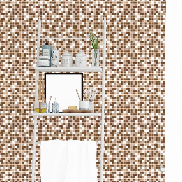 Papel de Parede Adesivo Pastilha Marrom - 047 - 1