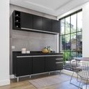 Ver imagem 3 de Kit Armário Aéreo Lavinia com Nicho e Balcão Ágatha 180cm C/ Tampo Preto - Vallisa Decor