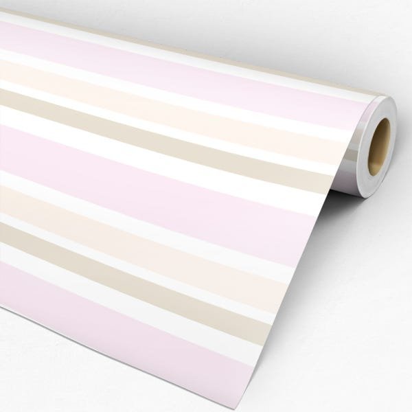 Papel de Parede Adesivo Listrado Rosa - 116 - 3