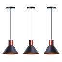 Ver imagem 1 de Kit 3 Lustres Pendente Costa Rica 17cm Preto Com Cobre Mesa Balcão Gourmet