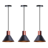 Kit 3 Lustres Pendente Costa Rica 17cm Preto Com Cobre Mesa Balcão Gourmet - 1