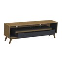 Ver imagem 4 de Rack Para TV 65 Polegadas Retrô Com Led e 2 Gavetas MDF e Mdp 175cm Pés Em Madeira Maciça Duo