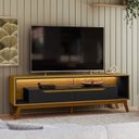 Ver imagem 1 de Rack Retrô para TV até 65 Polegadas com LED MDF 175cm Pés em Madeira Maciça 2 Gavetas e Duo