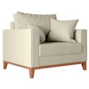 Ver imagem 3 de Kit Sofá 2 Lugares e 2 Poltronas Beny com Base de Madeira Linho Bege