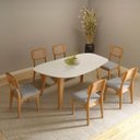 Ver imagem 2 de Mesa de Jantar Orgânica Mdf 180cm Off White/freijó Tm88