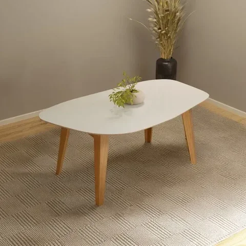 Mesa de Jantar Orgânica Mdf 180cm Off White/freijó Tm88