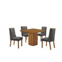 Ver imagem 1 de Mesa de Jantar Eloise 90cm Tampo MDF Laminado Canto Copo com 4 Cadeiras Carolina