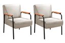 Ver imagem 1 de Kit 2 Poltronas Decorativas Jade Braços Fixo para Sala de Estar, Recepção - Linho Bege