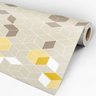 Papel de Parede Adesivo Geométrico Cubos Bege Amarelo - 097 - 3