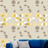 Papel de Parede Adesivo Geométrico Cubos Bege Amarelo - 097 - 1