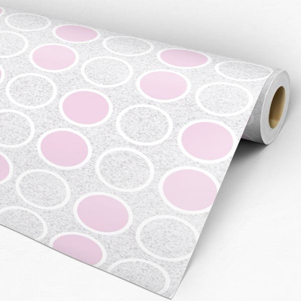 Papel de Parede Adesivo Geométrico Círculos Rosa - 051 - 3