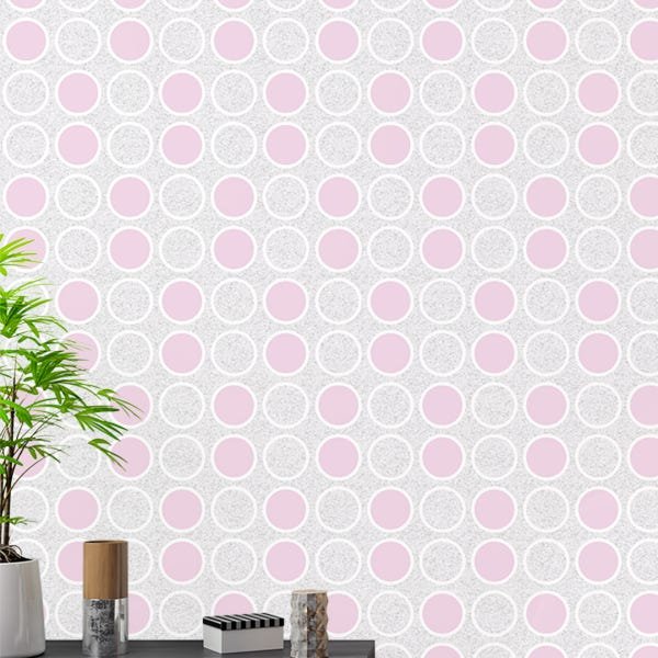Papel de Parede Adesivo Geométrico Círculos Rosa - 051 - 1