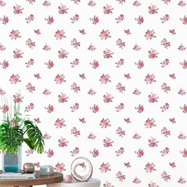 Papel de Parede Adesivo Floral Rosa - 205 - 1