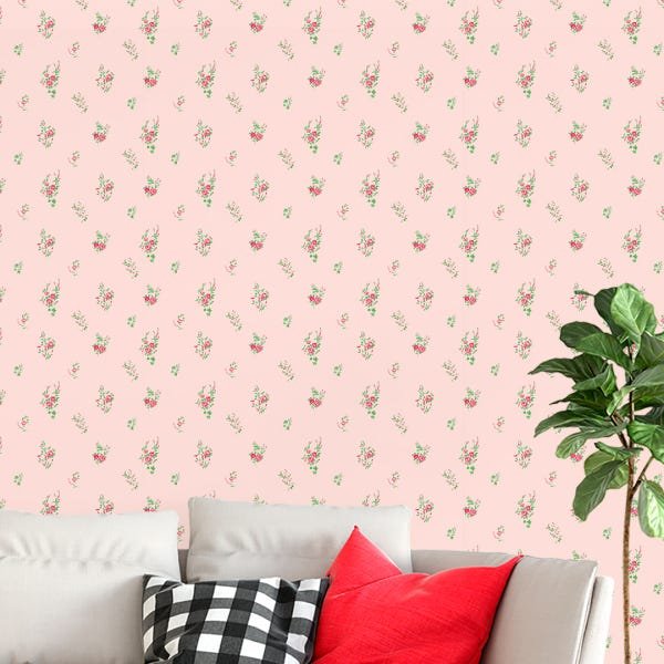 Papel de Parede Adesivo Floral Rosa - 055 - 1