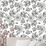 Papel de Parede Adesivo Floral Preto e Branco - 221 - 1