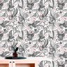 Papel de Parede Adesivo Floral Preto e Branco - 219 - 1