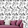 Papel de Parede Adesivo Floral Preto e Branco - 057 - 1