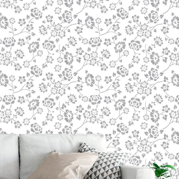 Papel de Parede Adesivo Floral Preto - 204 - 1
