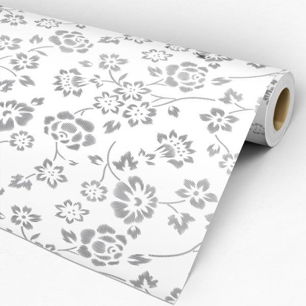 Papel de Parede Adesivo Floral Preto - 204 - 3
