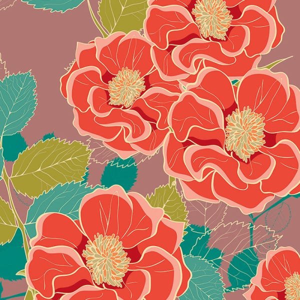 Papel de Parede Adesivo Floral Laranja - 125 - 2