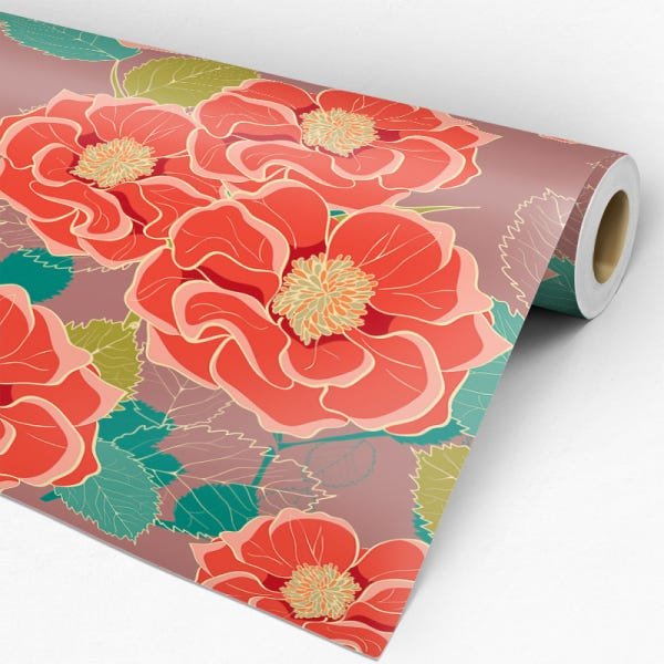Papel de Parede Adesivo Floral Laranja - 125 - 3