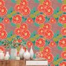 Papel de Parede Adesivo Floral Laranja - 125 - 1