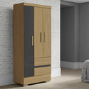 Ver imagem 2 de Guarda Roupas Solteiro 3 Portas 2 Gavetas Coimbra Atacama / Grafite Aramóveis