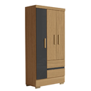 Ver imagem 1 de Guarda Roupas Solteiro 3 Portas 2 Gavetas Coimbra Atacama / Grafite Aramóveis