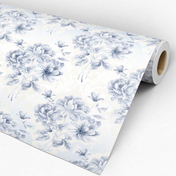 Papel de Parede Adesivo Floral Cinza - 172 - 3