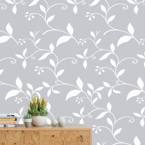 Papel de Parede Adesivo Floral Cinza - 159 - 1