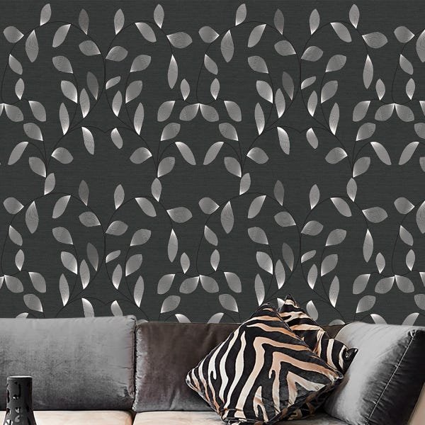 Papel de Parede Adesivo Floral Cinza - 089 - 1