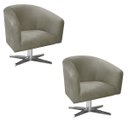 Ver imagem 1 de Kit 2 Poltronas Giratória Stella Suede Marrom Rato Base Giratória Cromada - D'Rossi