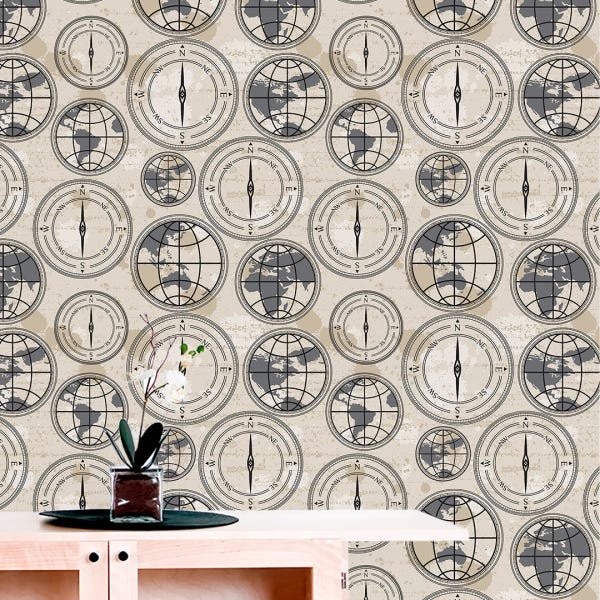 Papel de Parede Adesivo Casual Bússola - 092 - 1