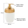 Kit Banheiro Acessórios Lavabo Branco Dourado 3 Peças Forma Dispenser Sabonete Líquido Porta - 2